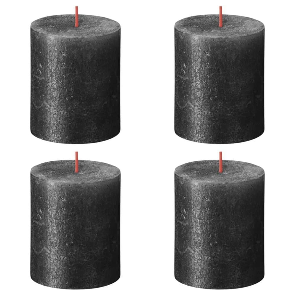 Bolsius Blockljus Shimmer 4-pack 80x68 mm antracit