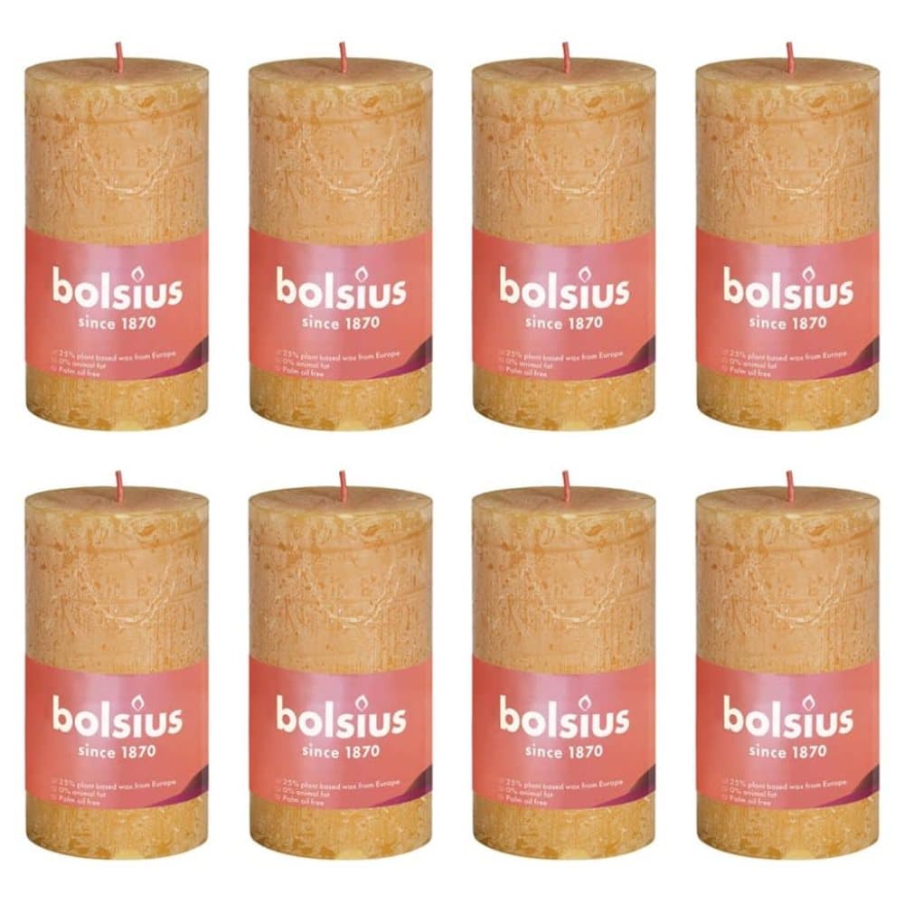 Bolsius Rustika blockljus Shine 8-pack 100x50 mm honungsgul
