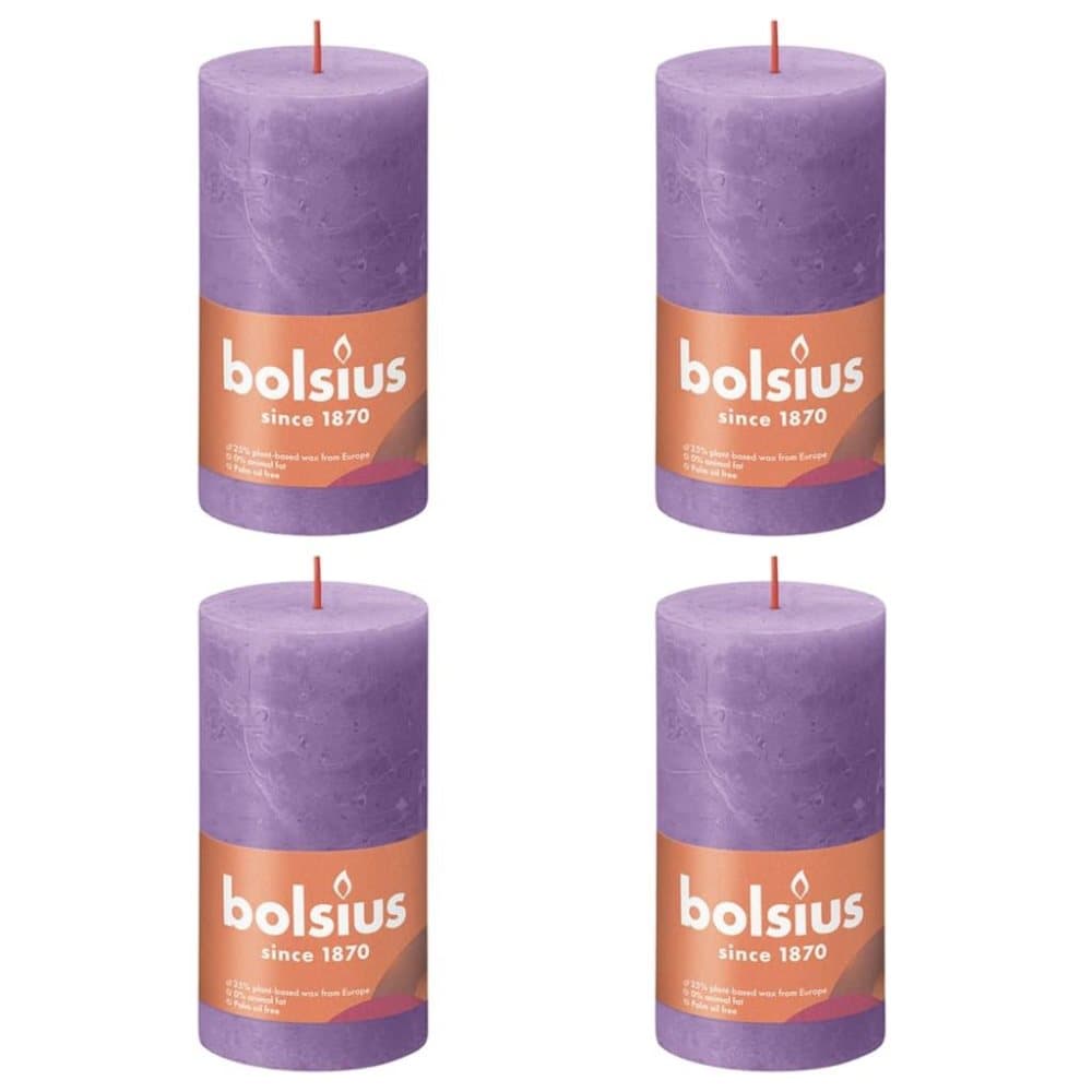 Bolsius Rustika blockljus 4-pack 130x68 mm livlig violett