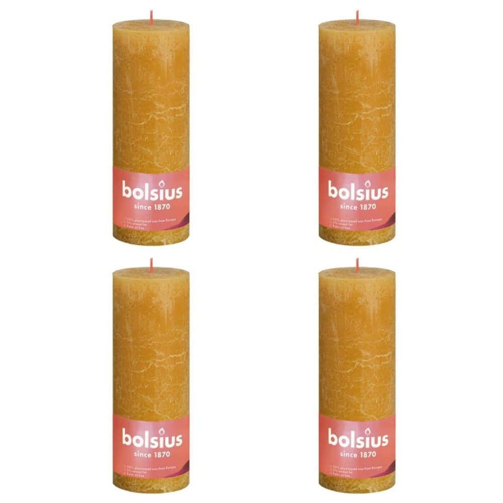 Bolsius Rustika blockljus 4-pack 190x68 mm honungsgul