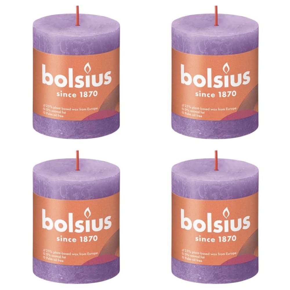 Bolsius Rustika blockljus 4-pack 80x68 mm livlig violett