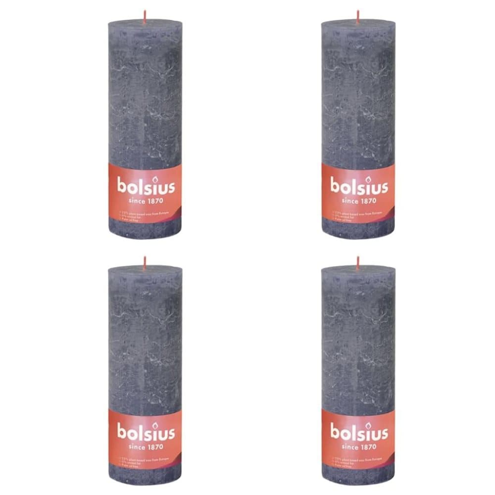 Bolsius Rustika blockljus 4-pack 190x68 mm skymningsblå