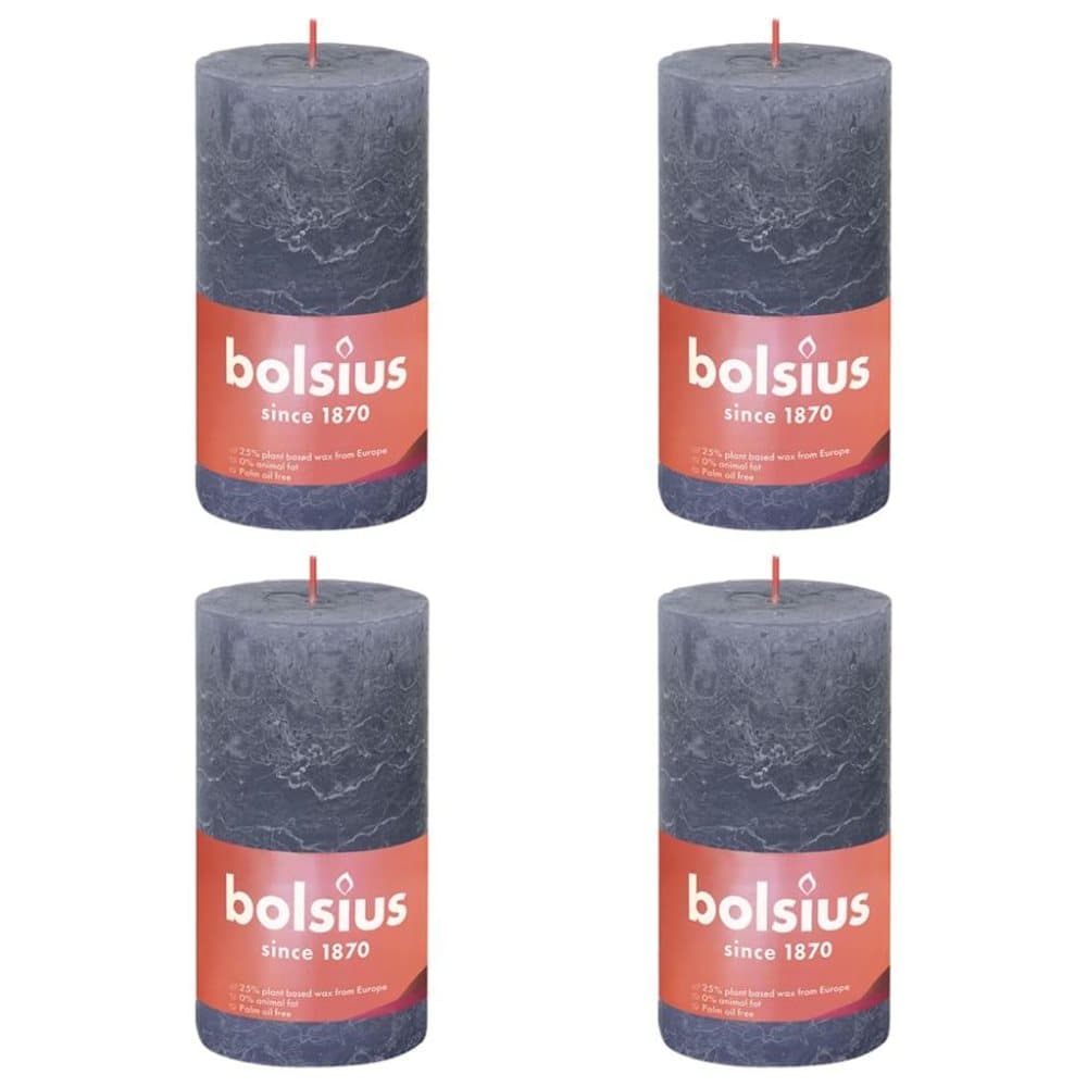 Bolsius Rustika blockljus 4-pack 130x68 mm skymningsblå