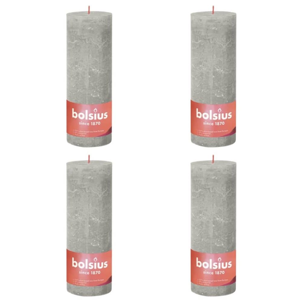 Bolsius Rustika blockljus 4-pack 190x68 mm sandgrå