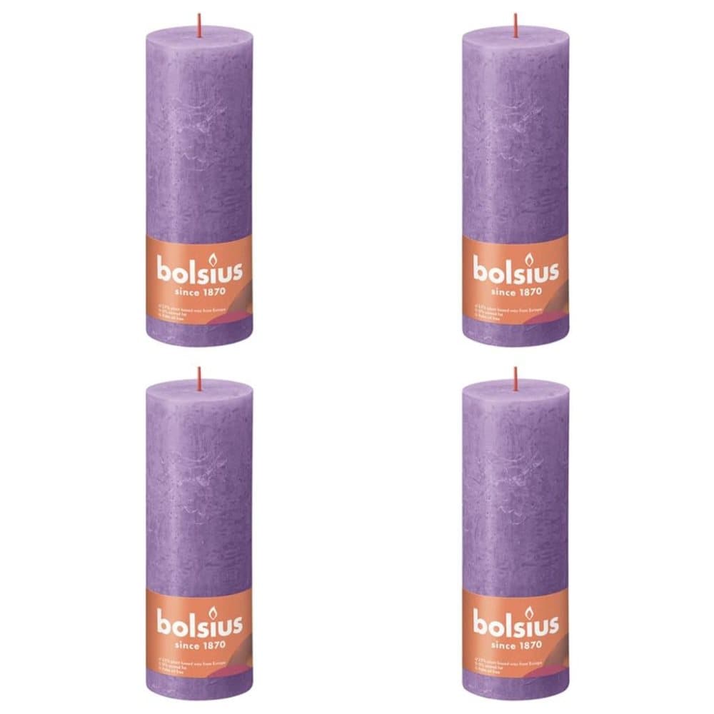 Bolsius Rustika blockljus 4-pack 190x68 mm livlig violett
