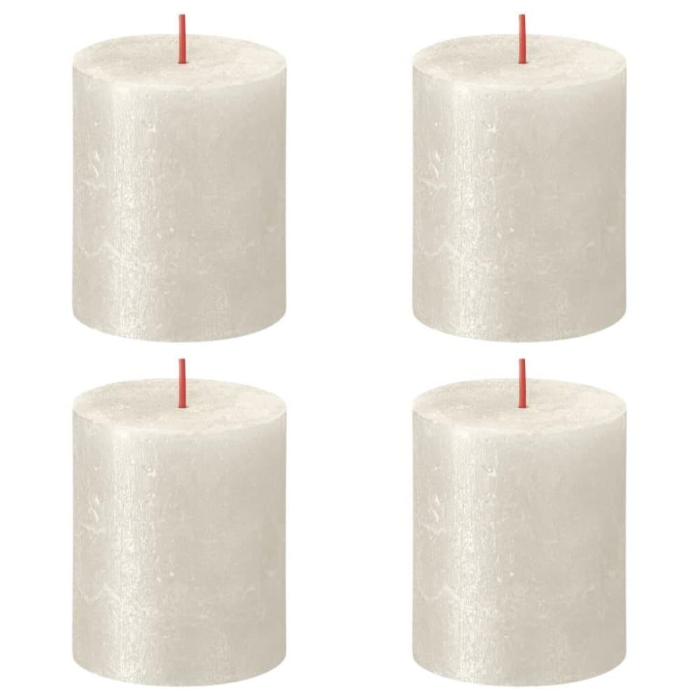 Bolsius Blockljus Shimmer 4-pack 80x68 mm elfenbensvit
