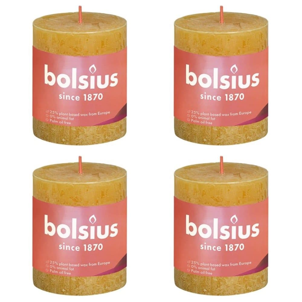 Bolsius Rustika blockljus 4-pack 80x68 mm honungsgul