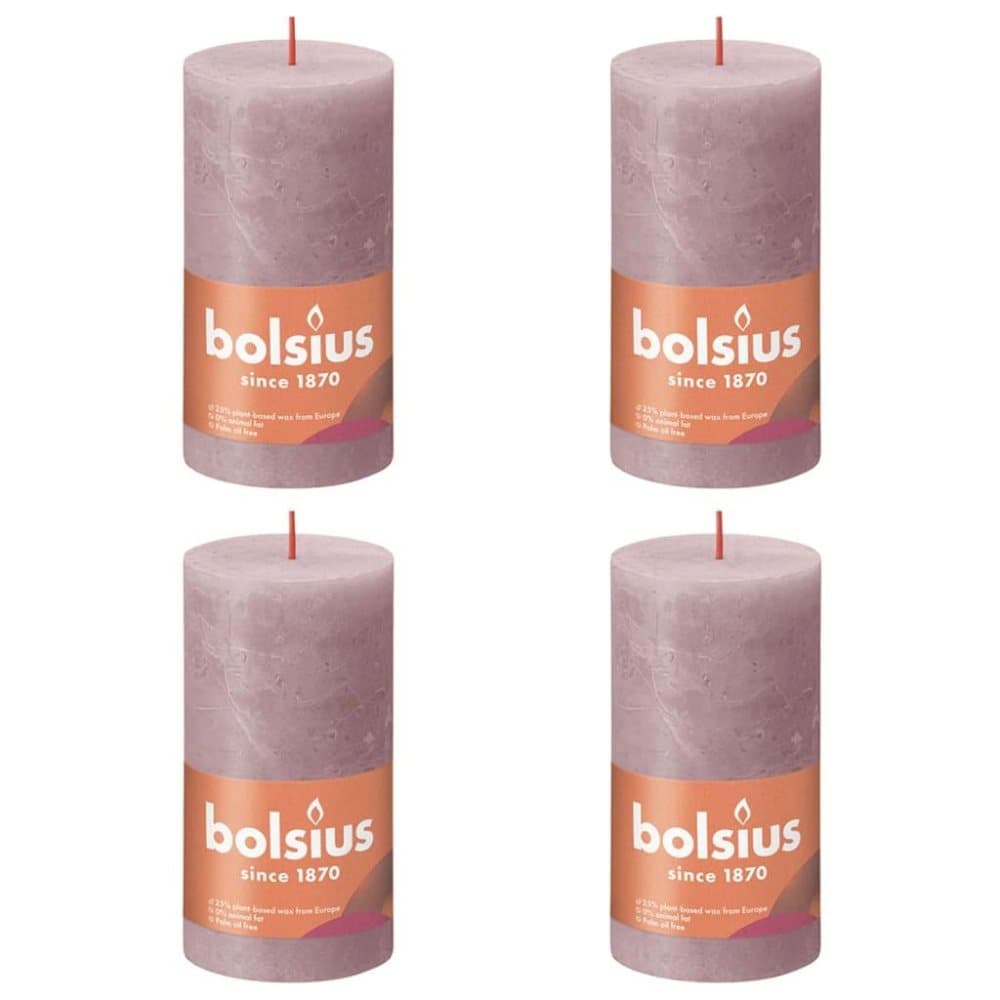 Bolsius Rustika blockljus 4-pack 130x68 mm askrosa