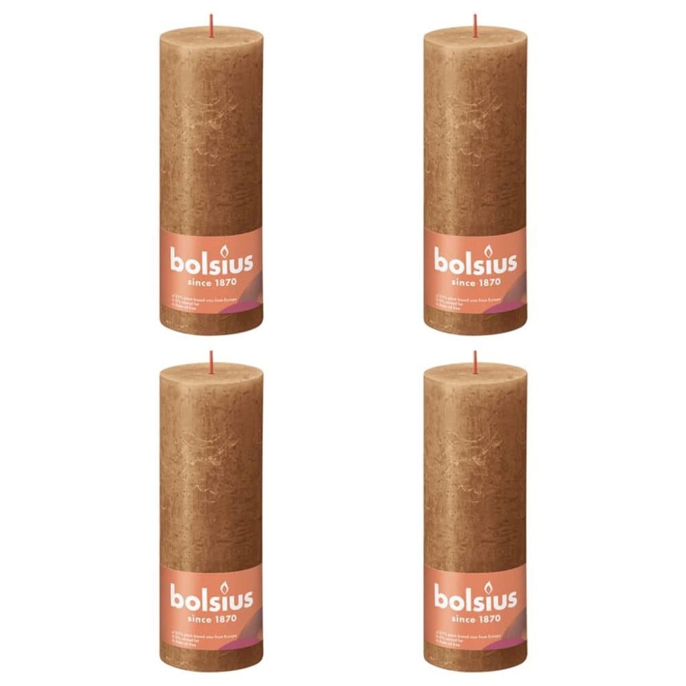 Bolsius Rustika blockljus 4-pack 190x68 mm kryddbrun