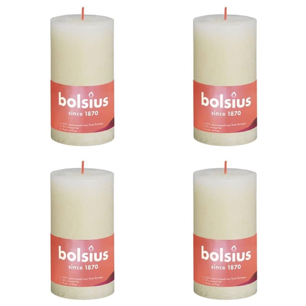 Bolsius Rustika blockljus 4-pack 130x68 mm mjuk pärla