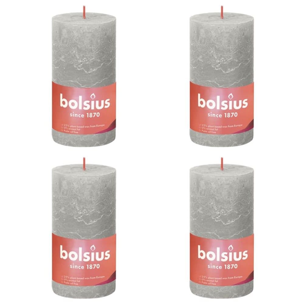 Bolsius Rustika blockljus 4-pack 130x68 mm sandgrå