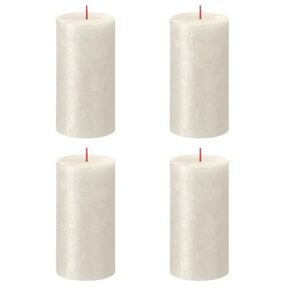 Bolsius Blockljus Shimmer 4-pack 130x68 mm elfenbensvit