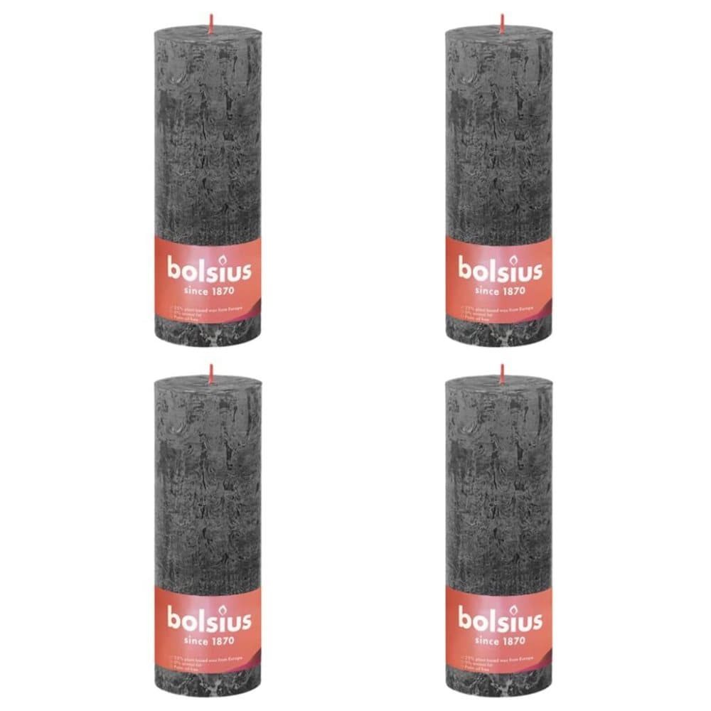 Bolsius Rustika blockljus 4-pack 190x68 mm stormgrå
