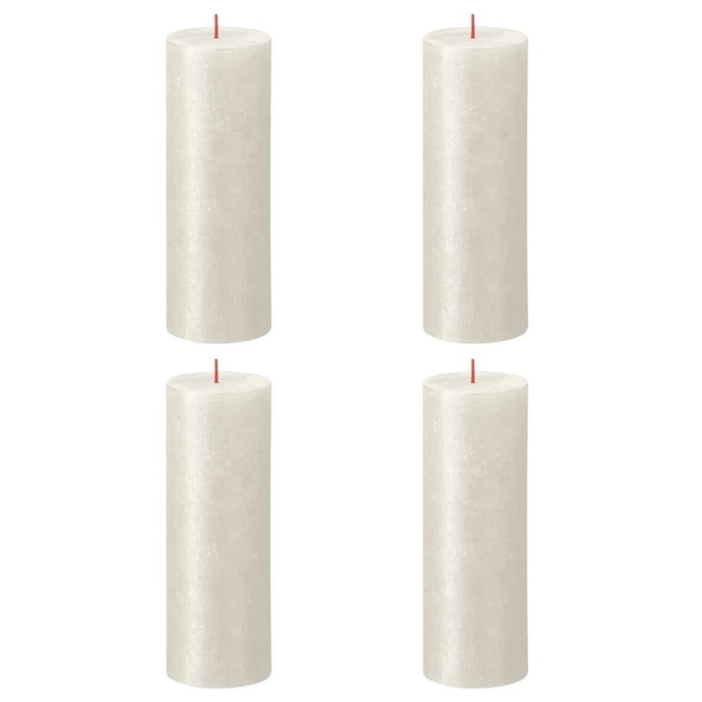 Bolsius Blockljus Shimmer 4-pack 190x68 mm elfenbensvit