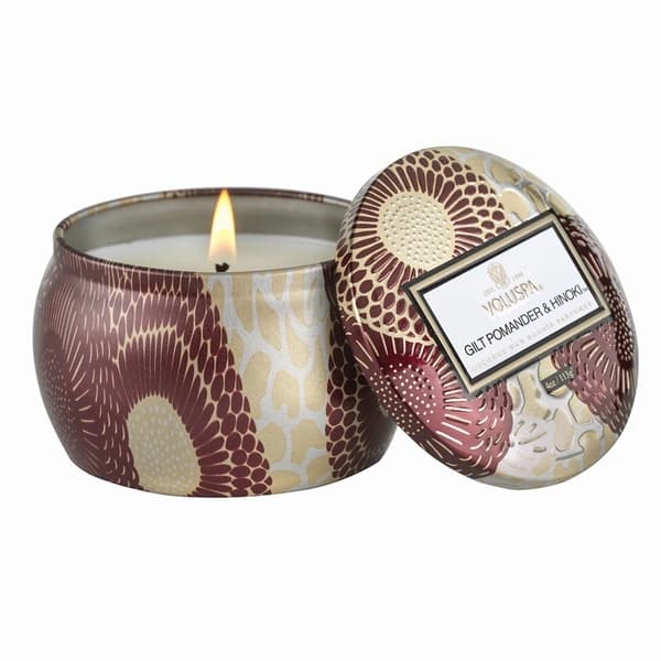 Voluspa Decorative Tin Candle Gilt Pomander & Hinoki 113g