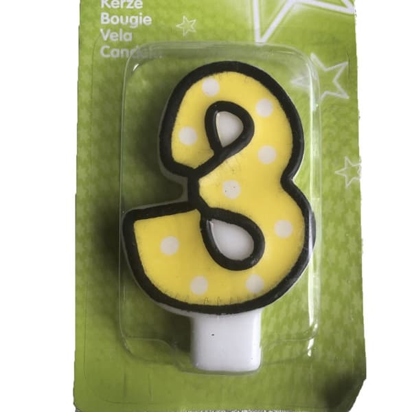 Amscan Polka Dot 3rd Birthday Candle Yellow/White/Black One Size