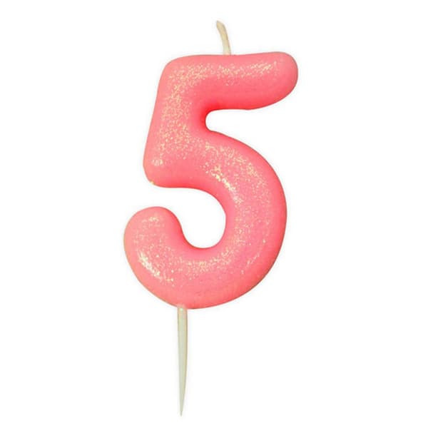 Anniversary House Glitter 5th Birthday Pick Candles Pink One Size