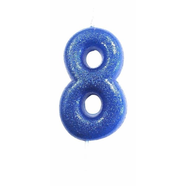 Anniversary House Glitter 8th Birthday Candle Blue One Size