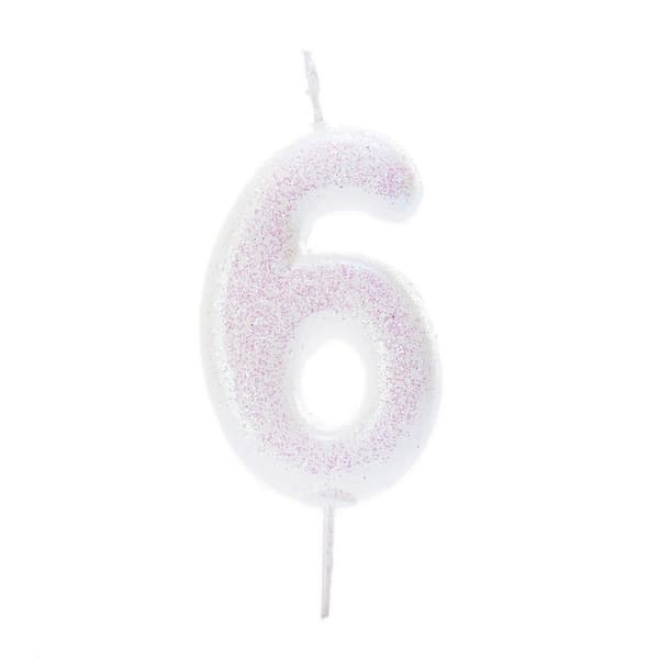 Anniversary House Glitter Iridescent 6th Birthday Candle White One Size