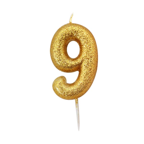 Anniversary House Metallic Glitter 9th Birthday Pick Candle