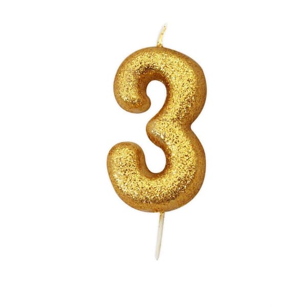 Anniversary House Metallic 3rd Birthday Pick Candle
