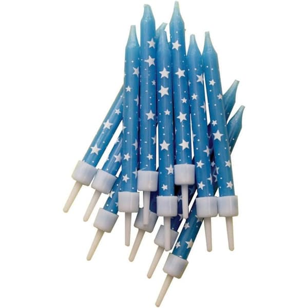 Anniversary House Stars Pick Candles (Pack of 12) Blue One Size