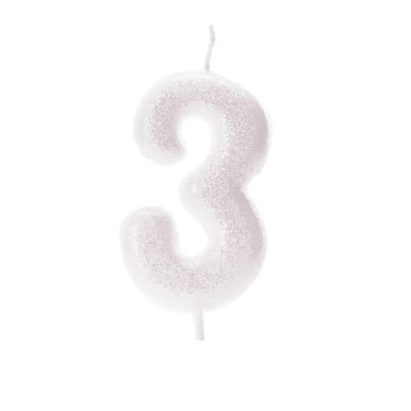Anniversary House Iridescent Glitter 3rd Birthday Candle & Cake Topper