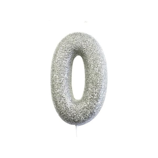 Anniversary House Zero Metallic Glitter Birthday Candle