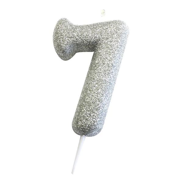 Anniversary House Metallic Glitter 7th Birthday Pick Candle