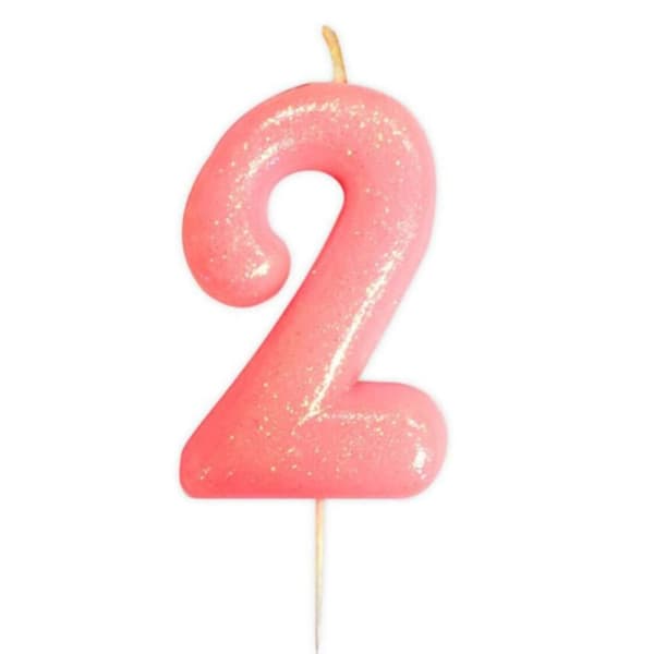 Anniversary House Glitter 2nd Birthday Pick Candle Pink One Size