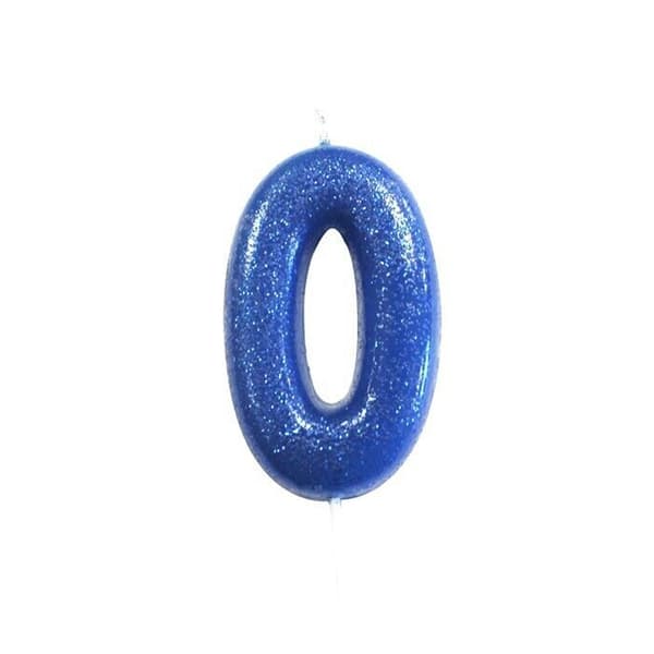 Anniversary House Number 0 Metallic Birthday Pick Candle Blue One Size