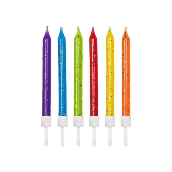 Anniversary House Glitter Birthday Pick Candles (Pack of 12)