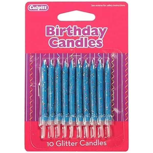 Culpitt Glitter Birthday Pick Candles (Pack of 10) Blue One Size