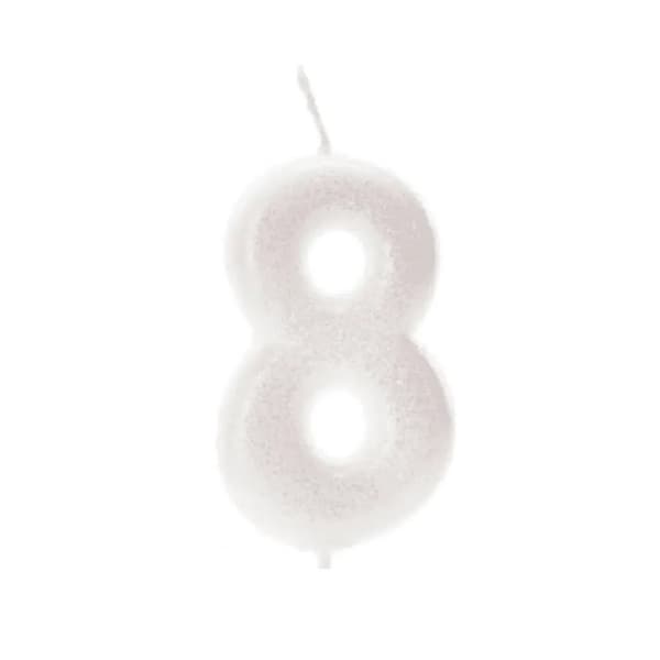 Anniversary House Glitter Iridescent 8th Birthday Candle White One Size