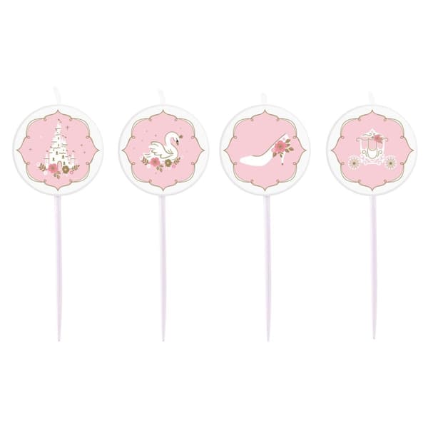 Amscan Princess For A Day Mini Birthday Pick Candles (Pack of 4) Pink/White One Size