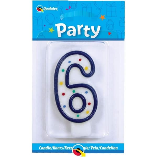 Qualatex Polka Dot 6th Birthday Candle Multicoloured One Size