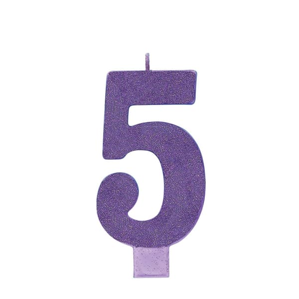 Amscan Glitter 5th Birthday Candle Purple One Size