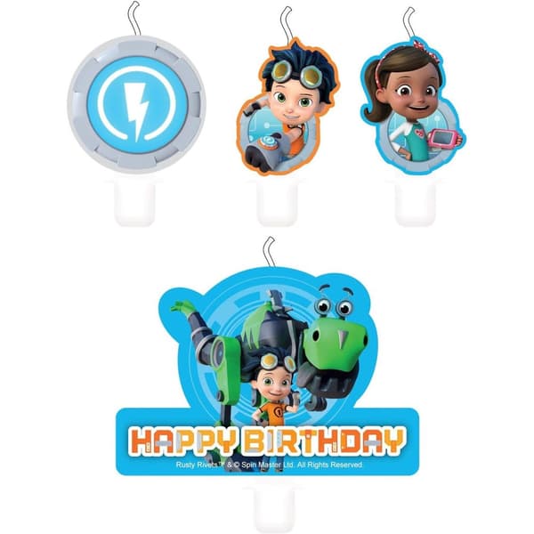 Rusty Rivets Birthday Candle Set (Pack of 4) Blue/Green/Orange One Size