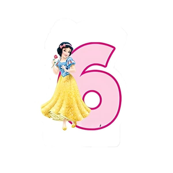Disney Princess Snow White 6th Birthday Candle White/Pink/Yellow One Size