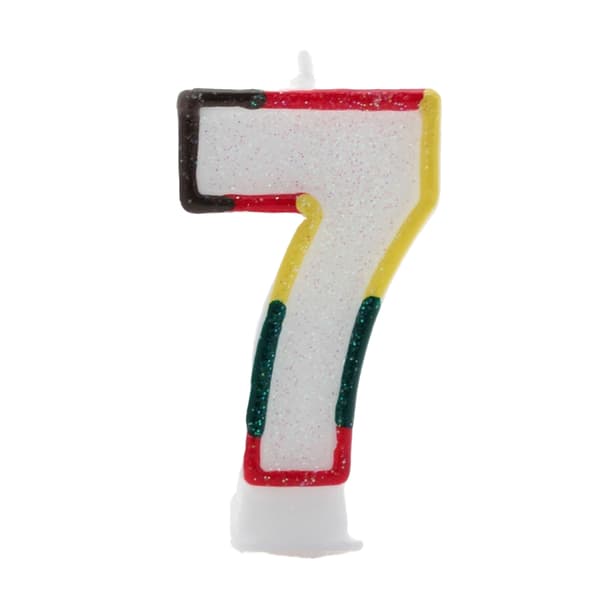 Kaleidoscope Glitter Double-Sided 7th Birthday Candle White/Multicoloured One Size