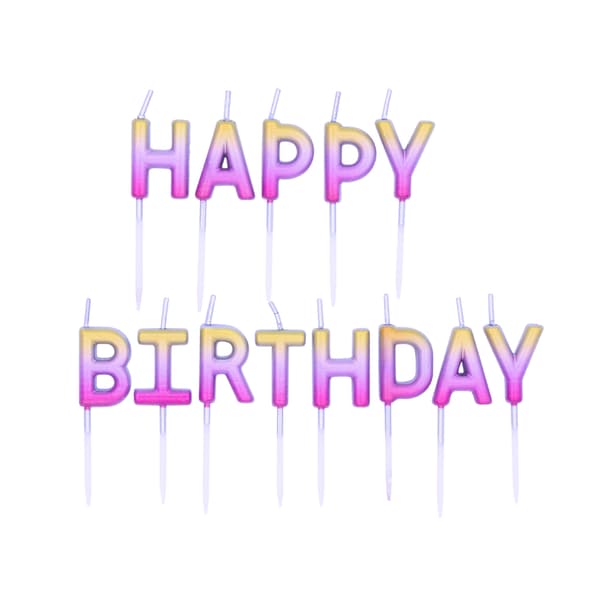 Qualatex Ombre Happy Birthday Candle Rose Gold One Size