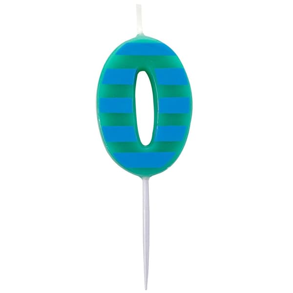 Amscan Number 0 Dot And Stripe Candle Blue/Green One Size