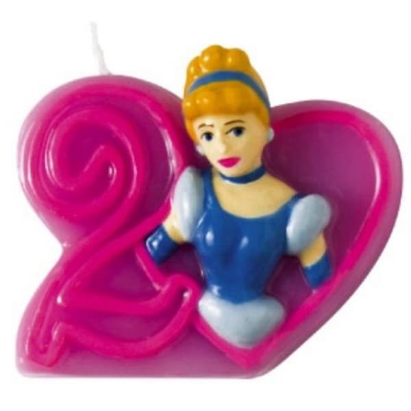 Cinderella Number 2nd Birthday Candle Pink/Blue/Yellow One Size