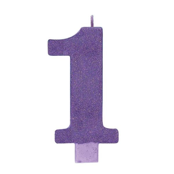 Amscan 1 Glitter Number Candle Purple One Size