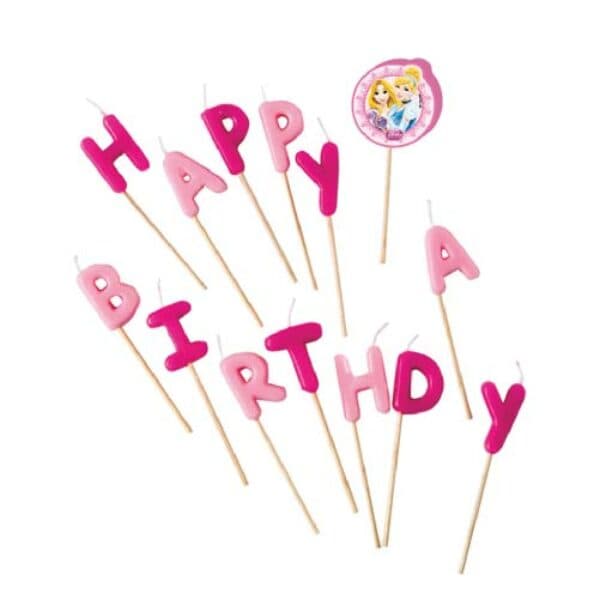 Disney Princess Happy Birthday Pick Candles Pink One Size
