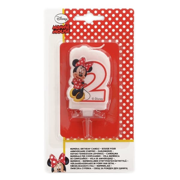 Disney Number 2 Minnie Mouse Candle White/Red One Size