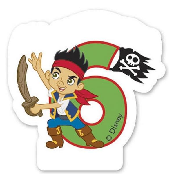 Jake And The Never Land Pirates Yo Ho 6th Birthday Candle White/Multicoloured One Size