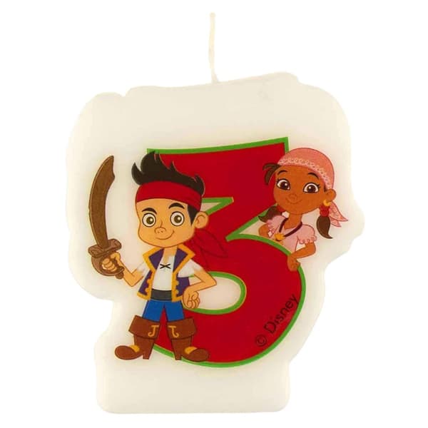 Jake And The Never Land Pirates Yo Ho 3rd Birthday Candle Red/Off White One Size