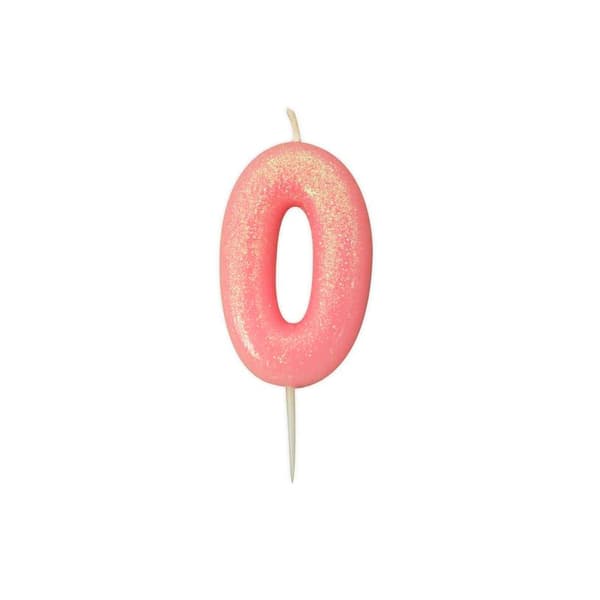 Anniversary House Number 0 Metallic Glitter Birthday Candle