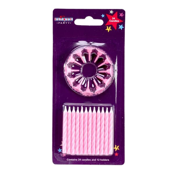 Apac Candle & Holder (Pack of 24) Baby Pink One Size